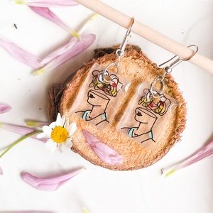 Handmade silhouette line art earrings